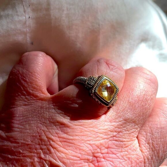Citrine and Diamond Ring 🎁♥️🎄💝🥰💎 Two Tone - Picture 5 of 7